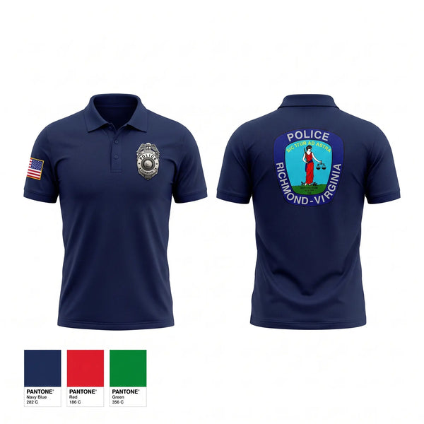 Short Sleeve Performance Polo, Richmond Police Department, Police, Teamtime, Team time, sublimation, custom sports apparel, team uniforms, spirit wear, spiritwear, sports uniforms, custom shirts, team store, custom team store, fundraiser sports, apparel fundraiser