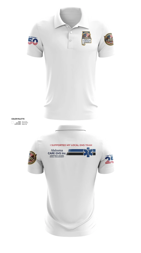 Short Sleeve Performance Polo, Alabama CARE EMS Inc., EMS/EMT, Teamtime, Team time, sublimation, custom sports apparel, team uniforms, spirit wear, spiritwear, sports uniforms, custom shirts, team store, custom team store, fundraiser sports, apparel fundraiser