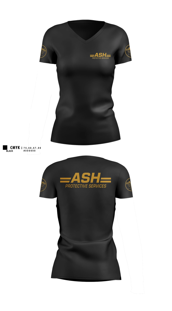 Womens Short Sleeve Vneck Shirt, ASH Protective Services, , Teamtime, Team time, sublimation, custom sports apparel, team uniforms, spirit wear, spiritwear, sports uniforms, custom shirts, team store, custom team store, fundraiser sports, apparel fundraiser