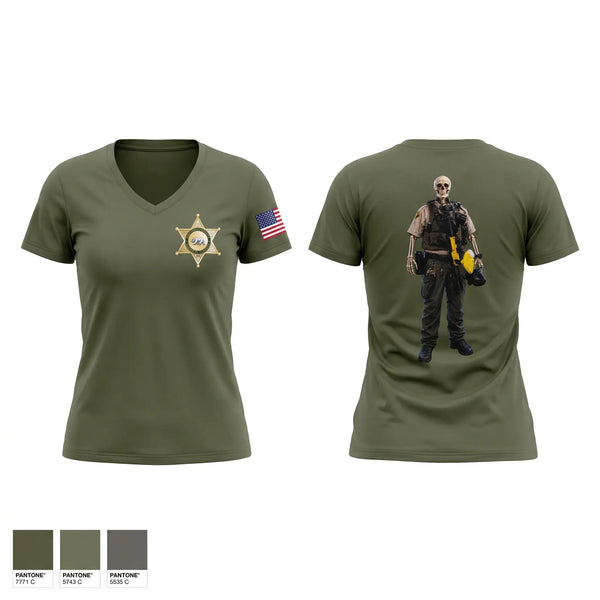 Womens Short Sleeve Vneck Shirt, Madera County Sheriff's Department, Police, Teamtime, Team time, sublimation, custom sports apparel, team uniforms, spirit wear, spiritwear, sports uniforms, custom shirts, team store, custom team store, fundraiser sports, apparel fundraiser