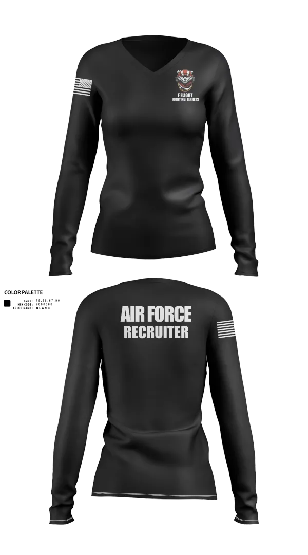 Womens Long Sleeve Vneck Shirt, 336 RCS F Flight, , Teamtime, Team time, sublimation, custom sports apparel, team uniforms, spirit wear, spiritwear, sports uniforms, custom shirts, team store, custom team store, fundraiser sports, apparel fundraiser