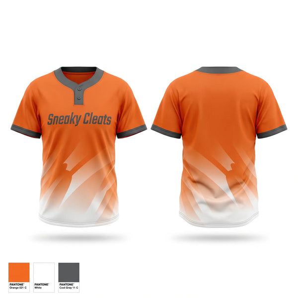 Two Button Softball Jersey, Sneaky Cleats, Softball, Teamtime, Team time, sublimation, custom sports apparel, team uniforms, spirit wear, spiritwear, sports uniforms, custom shirts, team store, custom team store, fundraiser sports, apparel fundraiser