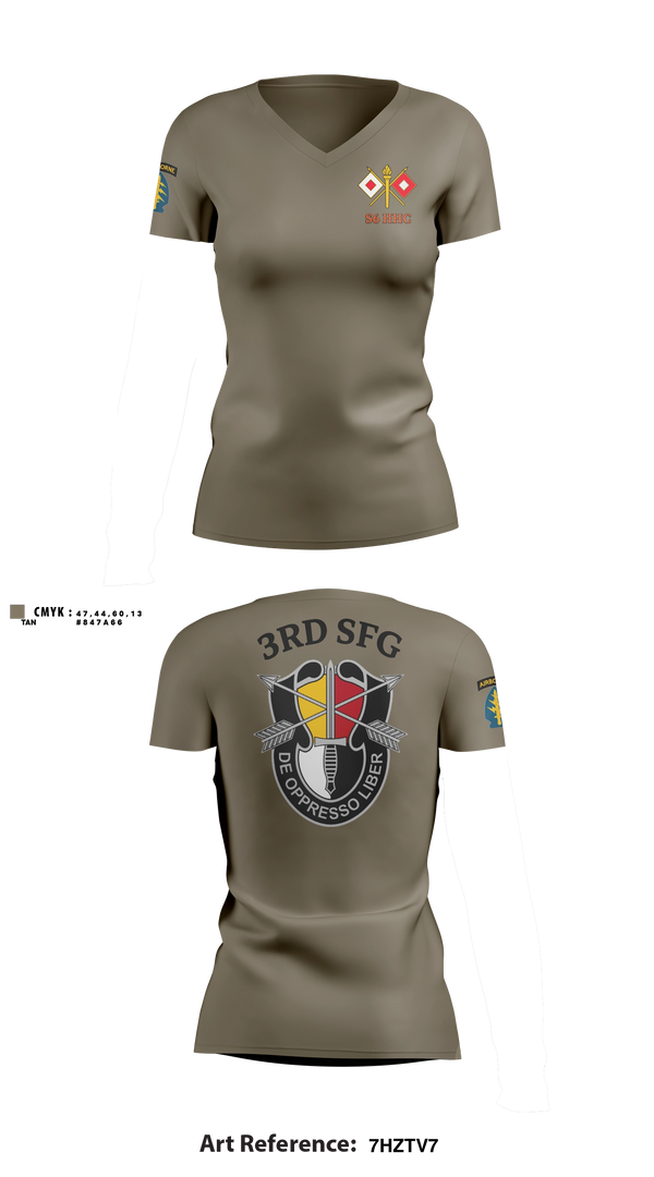 Womens Short Sleeve Vneck Shirt, S6 HHC 3SFG(A), Army, Teamtime, Team time, sublimation, custom sports apparel, team uniforms, spirit wear, spiritwear, sports uniforms, custom shirts, team store, custom team store, fundraiser sports, apparel fundraiser