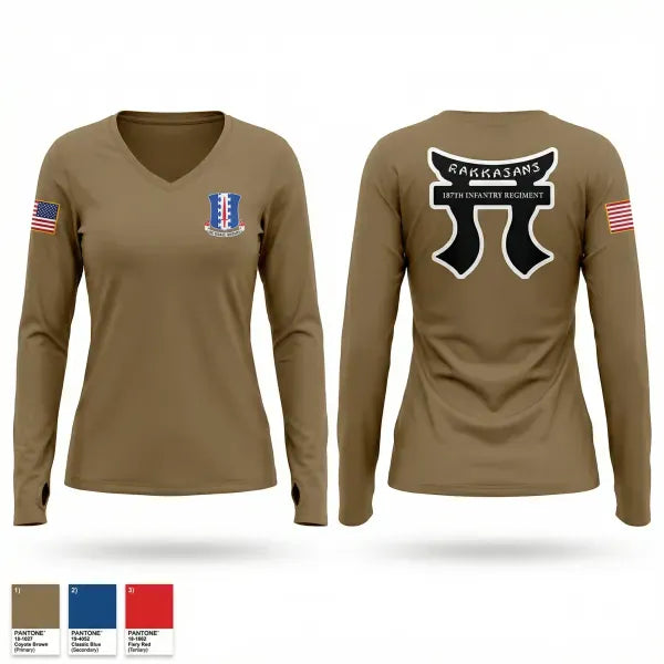 Womens Long Sleeve Vneck Shirt, 3/187, Army, Teamtime, Team time, sublimation, custom sports apparel, team uniforms, spirit wear, spiritwear, sports uniforms, custom shirts, team store, custom team store, fundraiser sports, apparel fundraiser