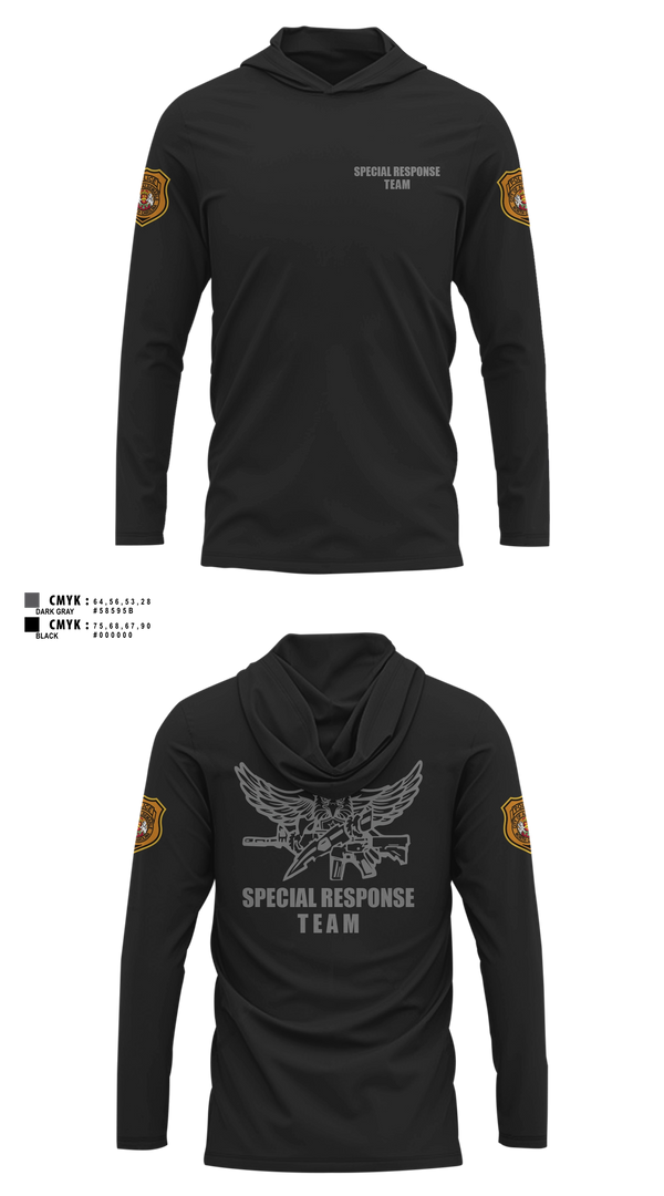 Long Sleeve hooded sunshirt, Special Response Team, Police, Teamtime, Team time, sublimation, custom sports apparel, team uniforms, spirit wear, spiritwear, sports uniforms, custom shirts, team store, custom team store, fundraiser sports, apparel fundraiser
