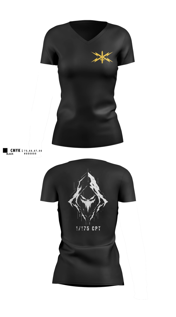 Womens Short Sleeve Vneck Shirt, 175 CPT, National Guard, Teamtime, Team time, sublimation, custom sports apparel, team uniforms, spirit wear, spiritwear, sports uniforms, custom shirts, team store, custom team store, fundraiser sports, apparel fundraiser