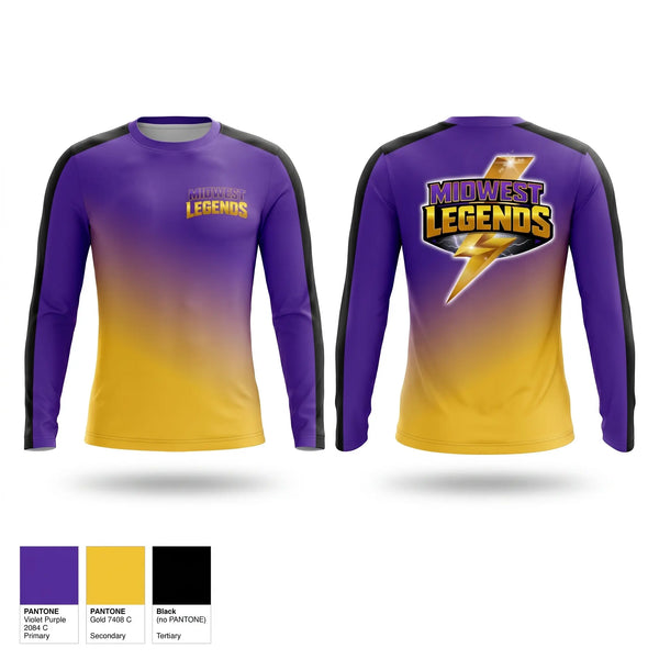 Long Sleeve Performance Shirt, Midwest Legends Cheer, Cheer, Teamtime, Team time, sublimation, custom sports apparel, team uniforms, spirit wear, spiritwear, sports uniforms, custom shirts, team store, custom team store, fundraiser sports, apparel fundraiser