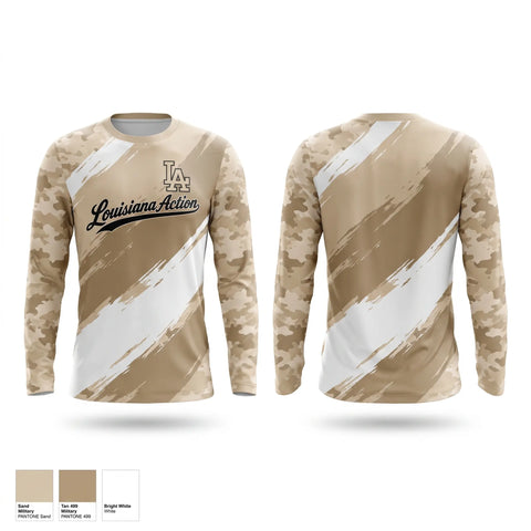 Long Sleeve Performance Shirt, Louisiana Action, Softball, Teamtime, Team time, sublimation, custom sports apparel, team uniforms, spirit wear, spiritwear, sports uniforms, custom shirts, team store, custom team store, fundraiser sports, apparel fundraiser