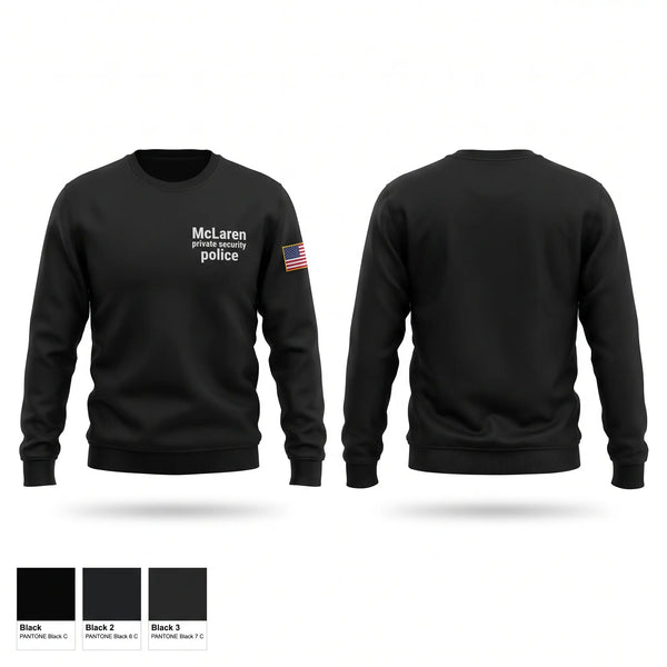 Crew Neck Sweatshirt, McLaren private security police, Police, Teamtime, Team time, sublimation, custom sports apparel, team uniforms, spirit wear, spiritwear, sports uniforms, custom shirts, team store, custom team store, fundraiser sports, apparel fundraiser