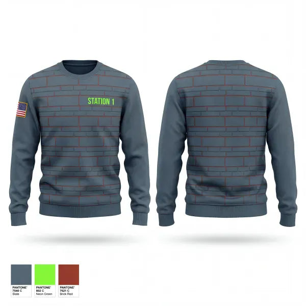 Crew Neck Sweatshirt, Station 1, Fire Department, Teamtime, Team time, sublimation, custom sports apparel, team uniforms, spirit wear, spiritwear, sports uniforms, custom shirts, team store, custom team store, fundraiser sports, apparel fundraiser