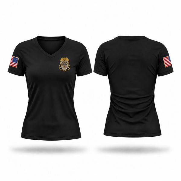 Womens Short Sleeve Vneck Shirt, Veterans Affairs Police, Police, Teamtime, Team time, sublimation, custom sports apparel, team uniforms, spirit wear, spiritwear, sports uniforms, custom shirts, team store, custom team store, fundraiser sports, apparel fundraiser