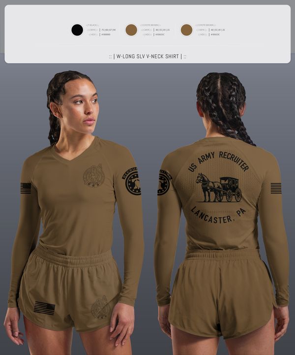 Womens Long Sleeve Vneck Shirt, LANCASTE, PA RECRUITING, , Teamtime, Team time, sublimation, custom sports apparel, team uniforms, spirit wear, spiritwear, sports uniforms, custom shirts, team store, custom team store, fundraiser sports, apparel fundraiser
