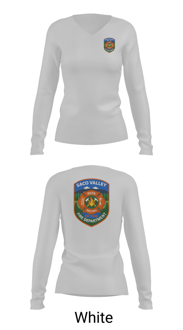 Womens Long Sleeve Vneck Shirt, Saco Valley Fire Department, Fire Department, Teamtime, Team time, sublimation, custom sports apparel, team uniforms, spirit wear, spiritwear, sports uniforms, custom shirts, team store, custom team store, fundraiser sports, apparel fundraiser