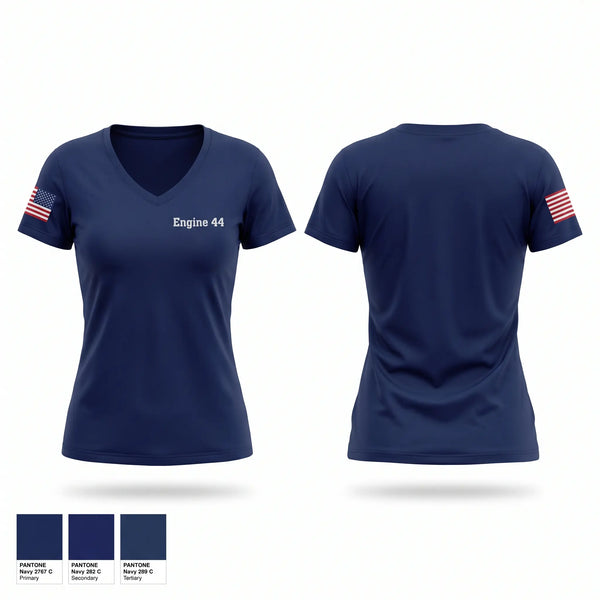 Womens Short Sleeve Vneck Shirt, Engine 44, Fire Department, Teamtime, Team time, sublimation, custom sports apparel, team uniforms, spirit wear, spiritwear, sports uniforms, custom shirts, team store, custom team store, fundraiser sports, apparel fundraiser
