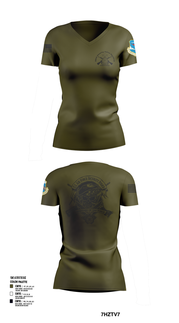 Womens Short Sleeve Vneck Shirt, 380th Security Police Squadron, , Teamtime, Team time, sublimation, custom sports apparel, team uniforms, spirit wear, spiritwear, sports uniforms, custom shirts, team store, custom team store, fundraiser sports, apparel fundraiser