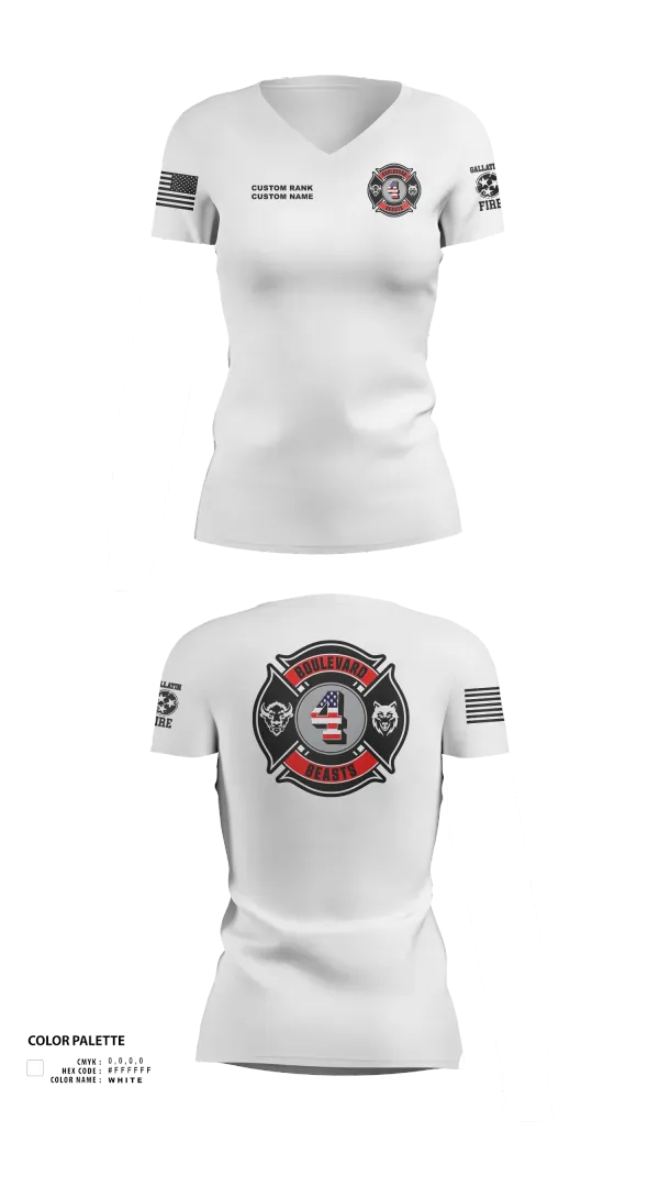 Womens Short Sleeve Vneck Shirt, Gallatin Fire Department Station 4, Fire Department, Teamtime, Team time, sublimation, custom sports apparel, team uniforms, spirit wear, spiritwear, sports uniforms, custom shirts, team store, custom team store, fundraiser sports, apparel fundraiser