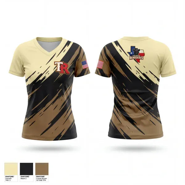 Womens Short Sleeve Vneck Shirt, Texas Renegades, Baseball, Teamtime, Team time, sublimation, custom sports apparel, team uniforms, spirit wear, spiritwear, sports uniforms, custom shirts, team store, custom team store, fundraiser sports, apparel fundraiser