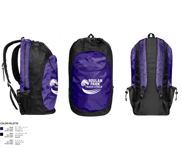 Gear Bag, Boulan Park Broncos, Track & Field, Teamtime, Team time, sublimation, custom sports apparel, team uniforms, spirit wear, spiritwear, sports uniforms, custom shirts, team store, custom team store, fundraiser sports, apparel fundraiser