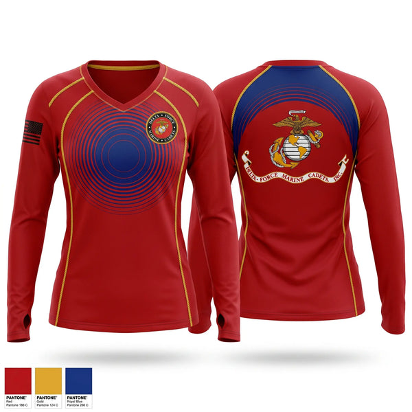 Womens Long Sleeve Vneck Shirt, DELTA FORCE MARINE CADETS, Marines, Teamtime, Team time, sublimation, custom sports apparel, team uniforms, spirit wear, spiritwear, sports uniforms, custom shirts, team store, custom team store, fundraiser sports, apparel fundraiser