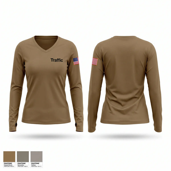 Womens Long Sleeve Vneck Shirt, Traffic, Police, Teamtime, Team time, sublimation, custom sports apparel, team uniforms, spirit wear, spiritwear, sports uniforms, custom shirts, team store, custom team store, fundraiser sports, apparel fundraiser