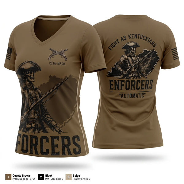 Womens Short Sleeve Vneck Shirt, 223rd MP Co, National Guard, Teamtime, Team time, sublimation, custom sports apparel, team uniforms, spirit wear, spiritwear, sports uniforms, custom shirts, team store, custom team store, fundraiser sports, apparel fundraiser