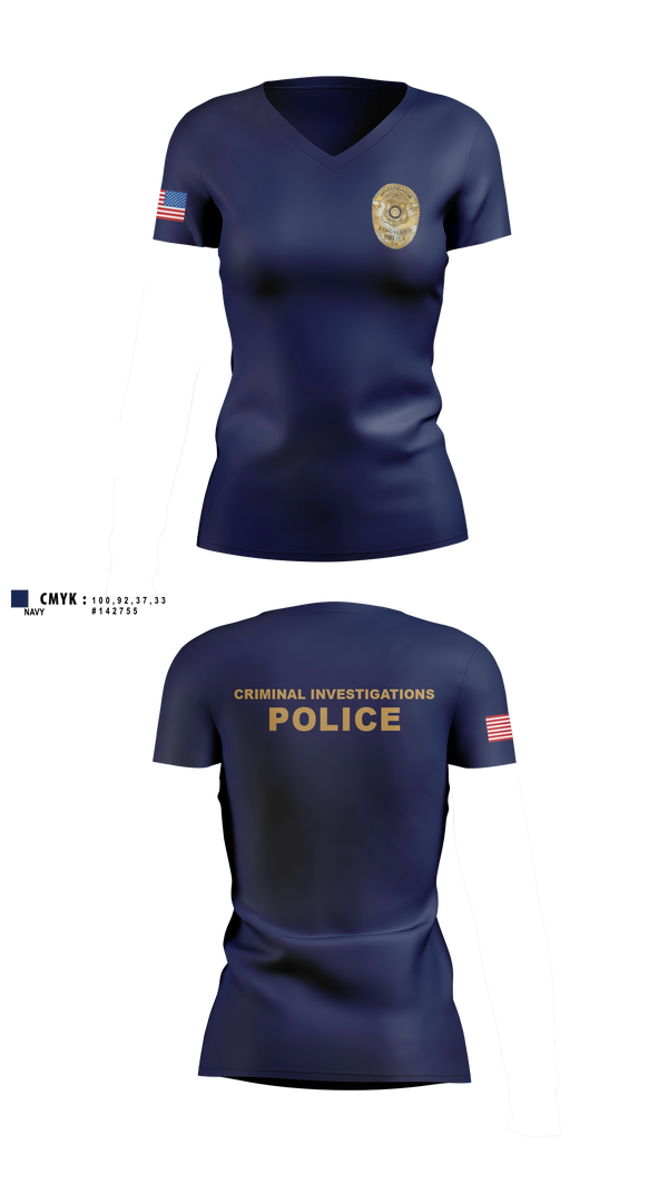 Womens Short Sleeve Vneck Shirt, Criminal Investigations, Police, Teamtime, Team time, sublimation, custom sports apparel, team uniforms, spirit wear, spiritwear, sports uniforms, custom shirts, team store, custom team store, fundraiser sports, apparel fundraiser