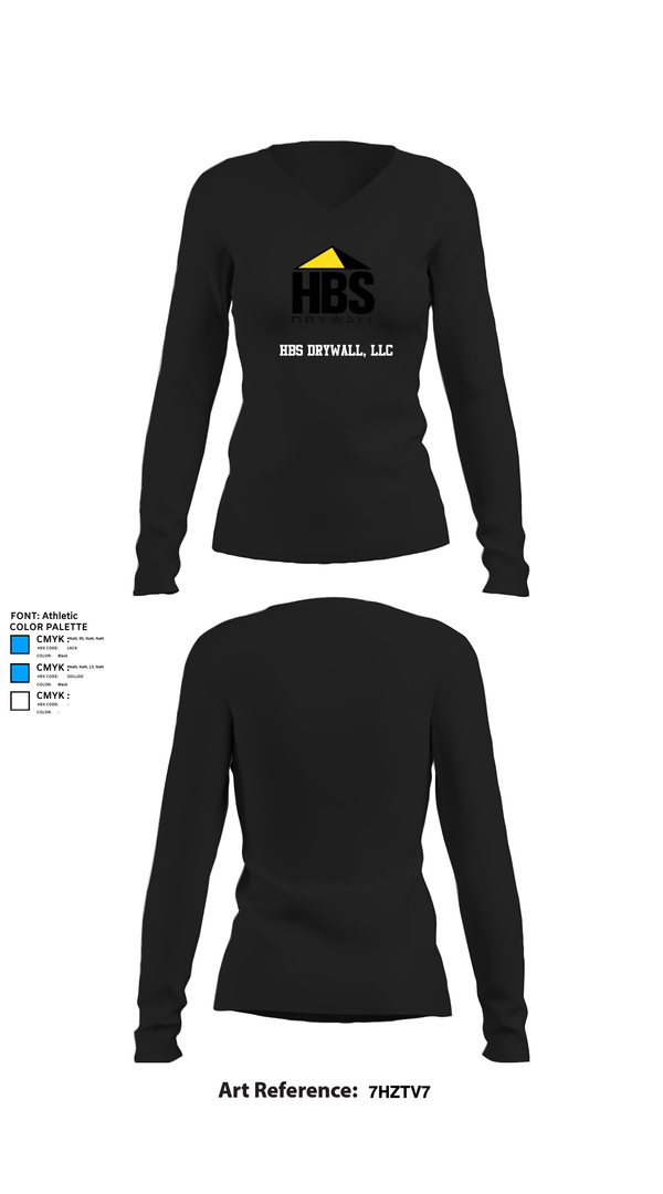 Womens Long Sleeve Vneck Shirt, HBS Drywall, LLC, , Teamtime, Team time, sublimation, custom sports apparel, team uniforms, spirit wear, spiritwear, sports uniforms, custom shirts, team store, custom team store, fundraiser sports, apparel fundraiser