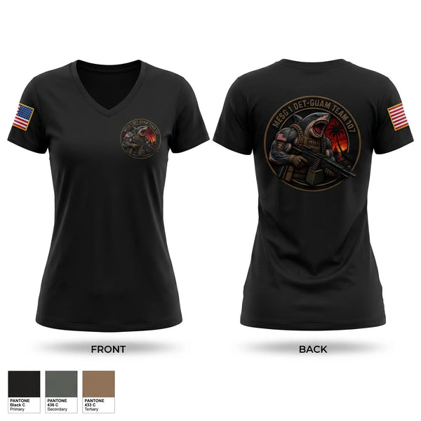 Womens Short Sleeve Vneck Shirt, MESG-1 DET GUAM TEAM 707, Navy, Teamtime, Team time, sublimation, custom sports apparel, team uniforms, spirit wear, spiritwear, sports uniforms, custom shirts, team store, custom team store, fundraiser sports, apparel fundraiser