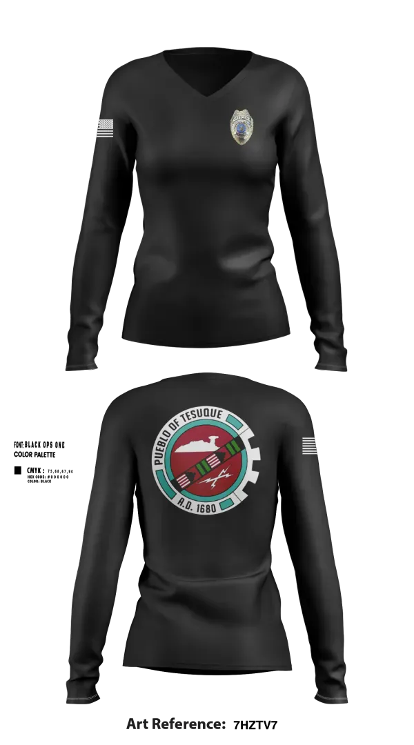 Womens Long Sleeve Vneck Shirt, Tesuque Police, Police, Teamtime, Team time, sublimation, custom sports apparel, team uniforms, spirit wear, spiritwear, sports uniforms, custom shirts, team store, custom team store, fundraiser sports, apparel fundraiser