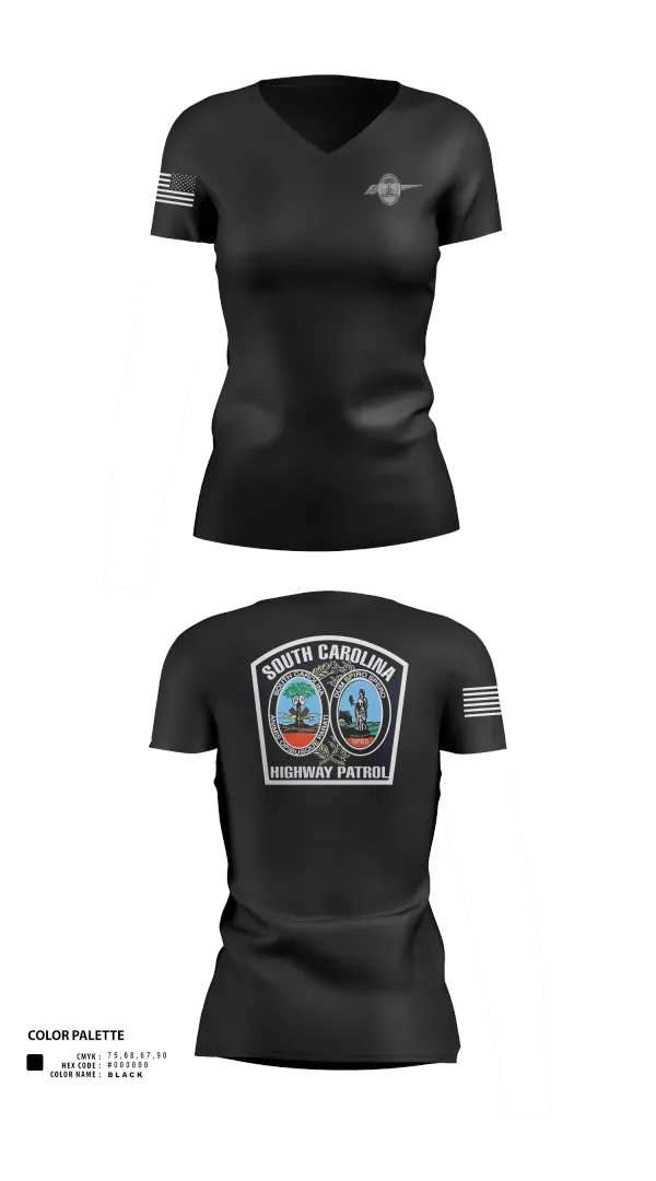 Womens Short Sleeve Vneck Shirt, South Carolina highway patrol, Police, Teamtime, Team time, sublimation, custom sports apparel, team uniforms, spirit wear, spiritwear, sports uniforms, custom shirts, team store, custom team store, fundraiser sports, apparel fundraiser