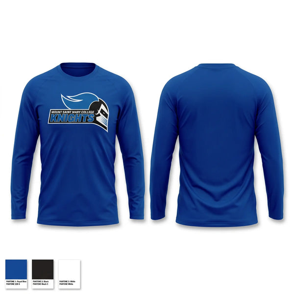 Long Sleeve Performance Shirt, Mount Saint Mary College Swimming, Swimming, Teamtime, Team time, sublimation, custom sports apparel, team uniforms, spirit wear, spiritwear, sports uniforms, custom shirts, team store, custom team store, fundraiser sports, apparel fundraiser
