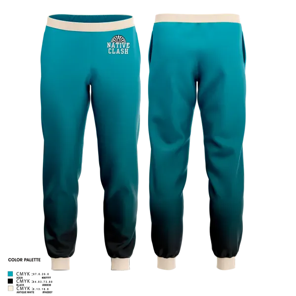 Joggers, Native Clash, Men's Basketball, Teamtime, Team time, sublimation, custom sports apparel, team uniforms, spirit wear, spiritwear, sports uniforms, custom shirts, team store, custom team store, fundraiser sports, apparel fundraiser