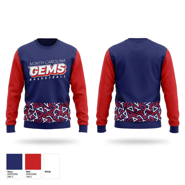 Crew Neck Sweatshirt, NC LADY GEMS, Women's Basketball, Teamtime, Team time, sublimation, custom sports apparel, team uniforms, spirit wear, spiritwear, sports uniforms, custom shirts, team store, custom team store, fundraiser sports, apparel fundraiser