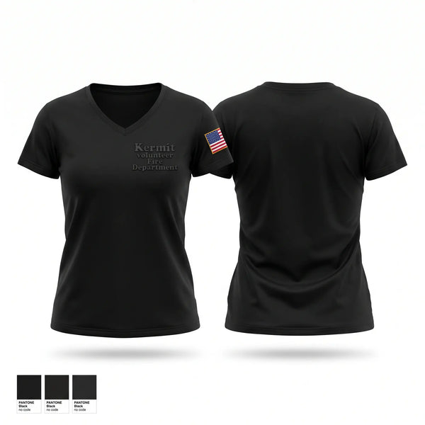 Womens Short Sleeve Vneck Shirt, Kermit volunteer Fire Department, Fire Department, Teamtime, Team time, sublimation, custom sports apparel, team uniforms, spirit wear, spiritwear, sports uniforms, custom shirts, team store, custom team store, fundraiser sports, apparel fundraiser