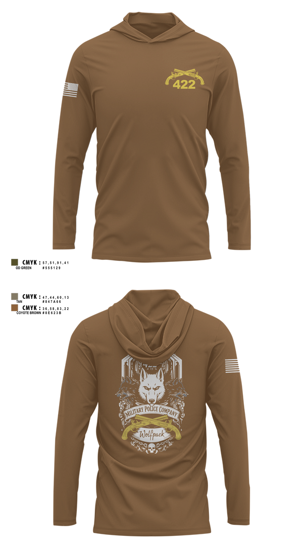 Long Sleeve Performance Shirt with hood, 422nd Military Police Company, Army, Teamtime, Team time, sublimation, custom sports apparel, team uniforms, spirit wear, spiritwear, sports uniforms, custom shirts, team store, custom team store, fundraiser sports, apparel fundraiser