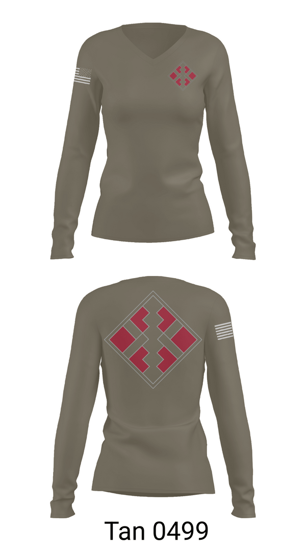Womens Long Sleeve Vneck Shirt, 450th EN CO, Army, Teamtime, Team time, sublimation, custom sports apparel, team uniforms, spirit wear, spiritwear, sports uniforms, custom shirts, team store, custom team store, fundraiser sports, apparel fundraiser