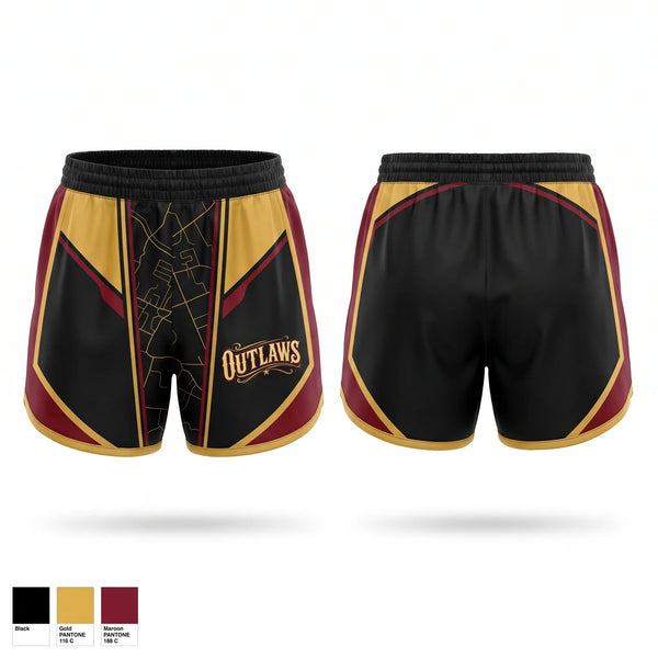 Womens Shorts, Outlaws, Softball, Teamtime, Team time, sublimation, custom sports apparel, team uniforms, spirit wear, spiritwear, sports uniforms, custom shirts, team store, custom team store, fundraiser sports, apparel fundraiser