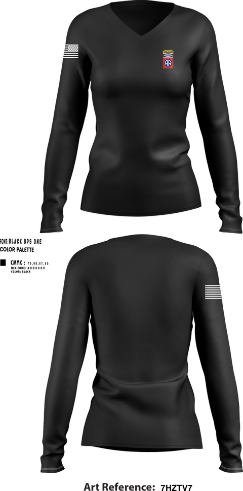 Womens Long Sleeve Vneck Shirt, 82nd airborne Division, , Teamtime, Team time, sublimation, custom sports apparel, team uniforms, spirit wear, spiritwear, sports uniforms, custom shirts, team store, custom team store, fundraiser sports, apparel fundraiser