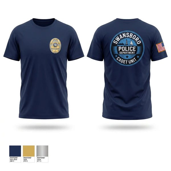 Old School Cotton Feel Shirt, Swansboro Police cadet unit, Police, Teamtime, Team time, sublimation, custom sports apparel, team uniforms, spirit wear, spiritwear, sports uniforms, custom shirts, team store, custom team store, fundraiser sports, apparel fundraiser