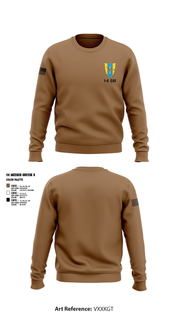 Crew Neck Sweatshirt, 1-4 Cav, , Teamtime, Team time, sublimation, custom sports apparel, team uniforms, spirit wear, spiritwear, sports uniforms, custom shirts, team store, custom team store, fundraiser sports, apparel fundraiser
