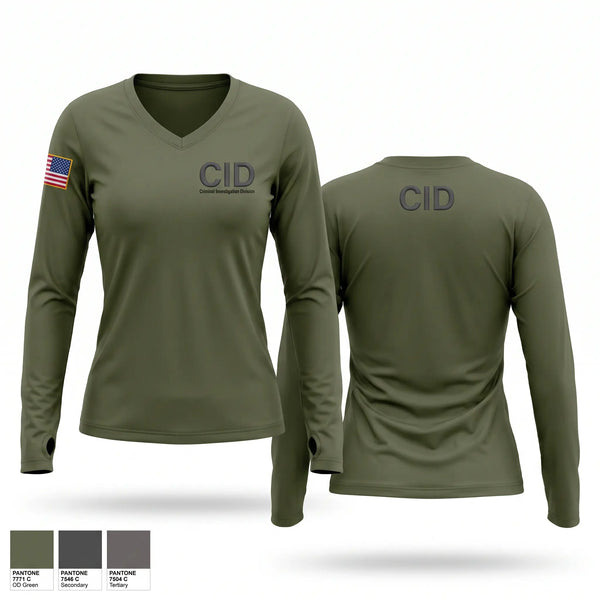Womens Long Sleeve Vneck Shirt, Criminal Investigation Division, Police, Teamtime, Team time, sublimation, custom sports apparel, team uniforms, spirit wear, spiritwear, sports uniforms, custom shirts, team store, custom team store, fundraiser sports, apparel fundraiser
