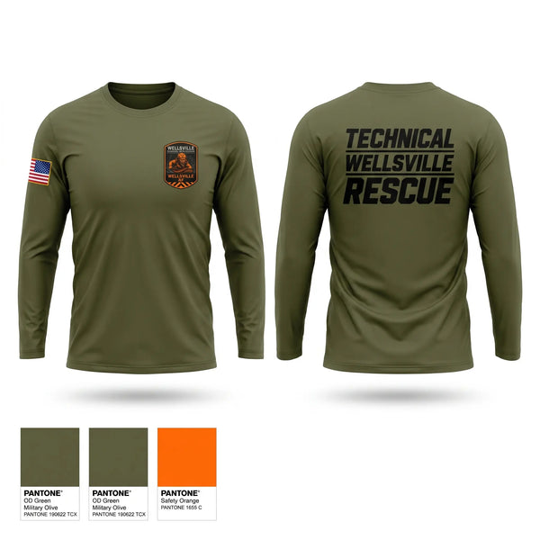 Long Sleeve Performance Shirt, Wellsville Technical Rescue Team, EMS/EMT, Teamtime, Team time, sublimation, custom sports apparel, team uniforms, spirit wear, spiritwear, sports uniforms, custom shirts, team store, custom team store, fundraiser sports, apparel fundraiser