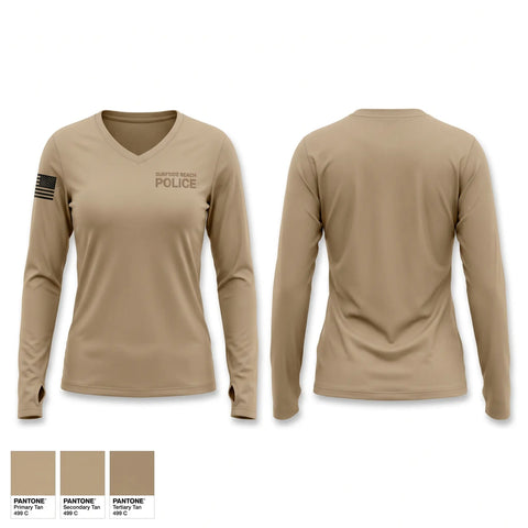 Womens Long Sleeve Vneck Shirt, Surfside Beach police, Police, Teamtime, Team time, sublimation, custom sports apparel, team uniforms, spirit wear, spiritwear, sports uniforms, custom shirts, team store, custom team store, fundraiser sports, apparel fundraiser