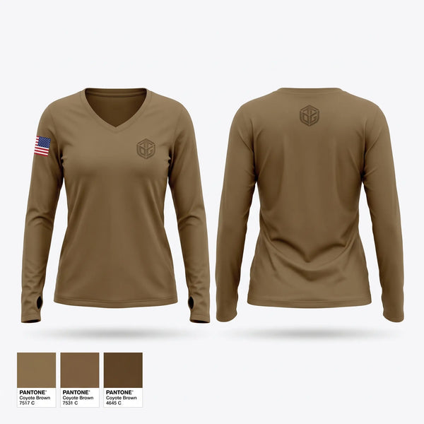 Womens Long Sleeve Vneck Shirt, 213 FSC, National Guard, Teamtime, Team time, sublimation, custom sports apparel, team uniforms, spirit wear, spiritwear, sports uniforms, custom shirts, team store, custom team store, fundraiser sports, apparel fundraiser