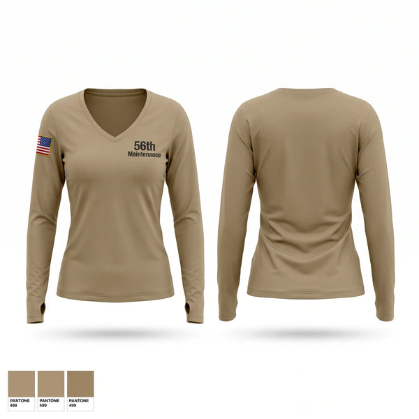 Womens Long Sleeve Vneck Shirt, 56th Maintenance, Army, Teamtime, Team time, sublimation, custom sports apparel, team uniforms, spirit wear, spiritwear, sports uniforms, custom shirts, team store, custom team store, fundraiser sports, apparel fundraiser