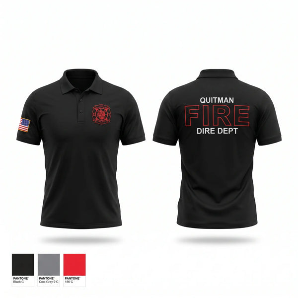 Short Sleeve Performance Polo, Quitman Fire Department, Fire Department, Teamtime, Team time, sublimation, custom sports apparel, team uniforms, spirit wear, spiritwear, sports uniforms, custom shirts, team store, custom team store, fundraiser sports, apparel fundraiser