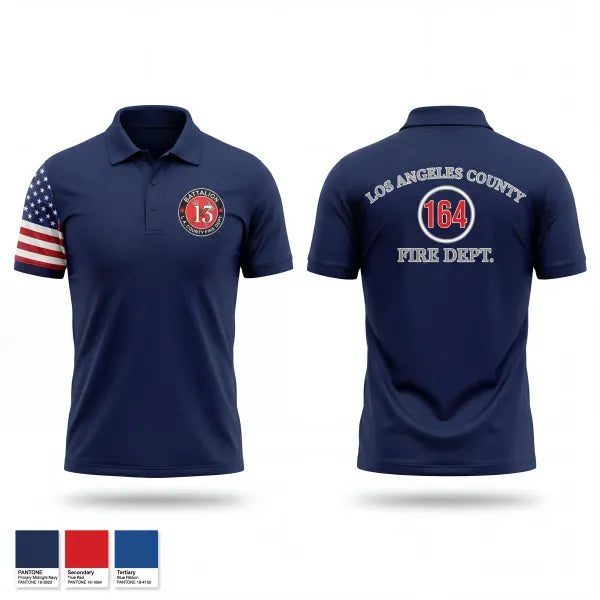 Short Sleeve Performance Polo, LA County Firehouse 164, Fire Department, Teamtime, Team time, sublimation, custom sports apparel, team uniforms, spirit wear, spiritwear, sports uniforms, custom shirts, team store, custom team store, fundraiser sports, apparel fundraiser