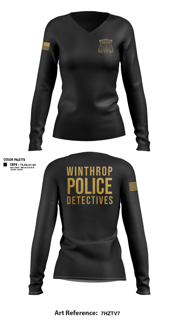 Womens Long Sleeve Vneck Shirt, Winthrop Police Detectives, Police, Teamtime, Team time, sublimation, custom sports apparel, team uniforms, spirit wear, spiritwear, sports uniforms, custom shirts, team store, custom team store, fundraiser sports, apparel fundraiser