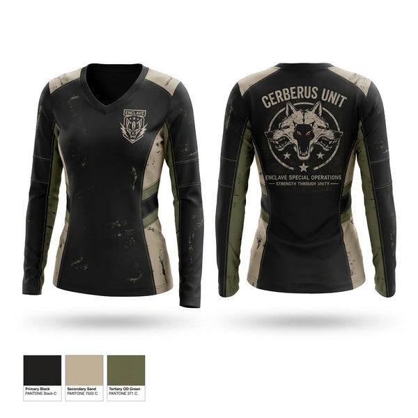 Womens Long Sleeve Vneck Shirt, Choas unit, E-Sports, Teamtime, Team time, sublimation, custom sports apparel, team uniforms, spirit wear, spiritwear, sports uniforms, custom shirts, team store, custom team store, fundraiser sports, apparel fundraiser