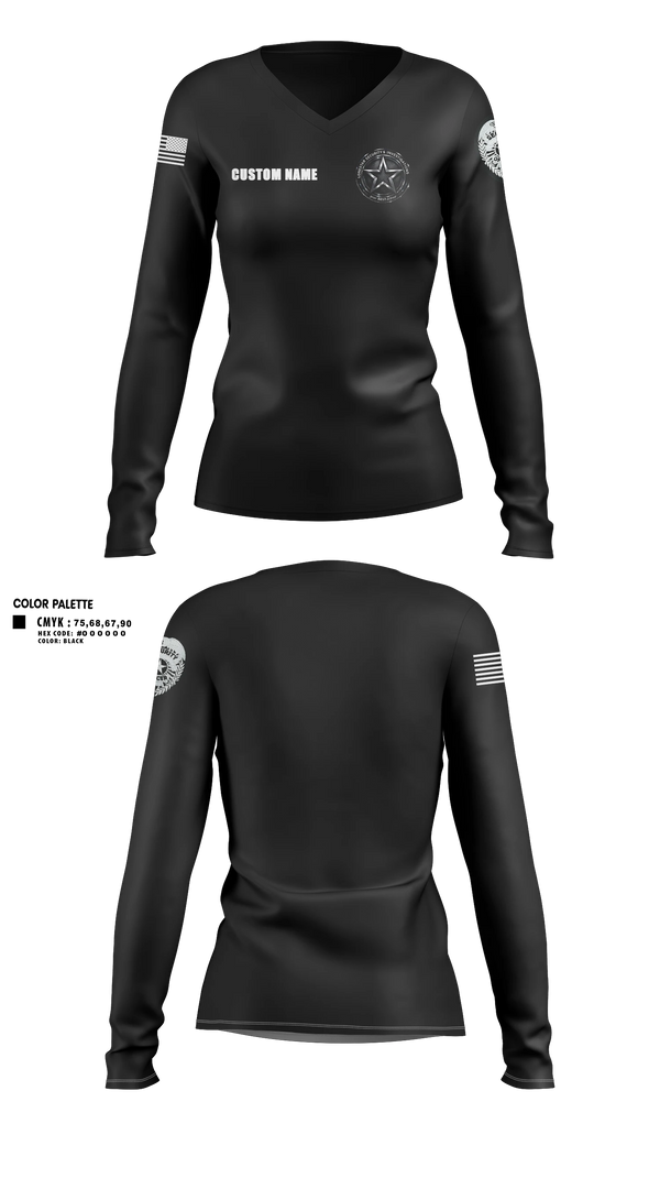 Womens Long Sleeve Vneck Shirt, Lonestar Security and Investigations, LLC, Police, Teamtime, Team time, sublimation, custom sports apparel, team uniforms, spirit wear, spiritwear, sports uniforms, custom shirts, team store, custom team store, fundraiser sports, apparel fundraiser
